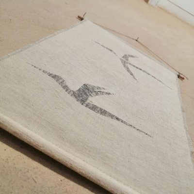 tableau textile série "oiseaux"