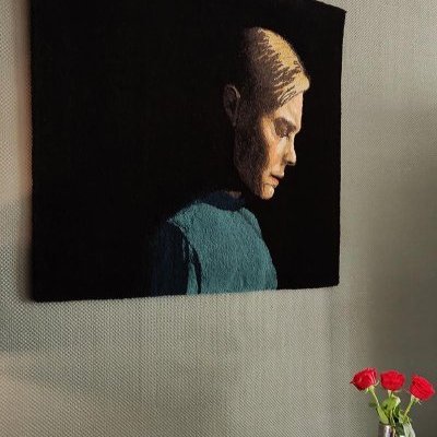 Tapis laine mural au handtufting Portrait Songe