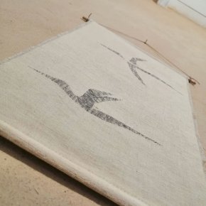 tableau textile série "oiseaux"