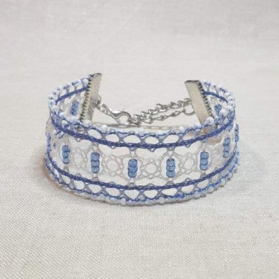 dentelle aux fuseaux bracelet maria bleu perles bleues rc