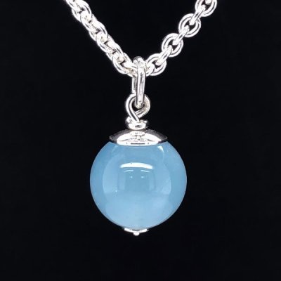 8 Pendentif Aigue marine 10mm Argent 925