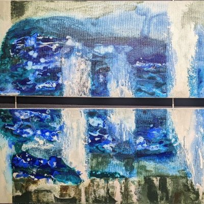 Marée montante acrylique sur toile diptyque 60 x 90 cm 2