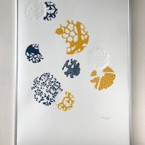 2021 04 Atelier Alexandra G Linogravure Compostion Elengi Jaune Bleu
