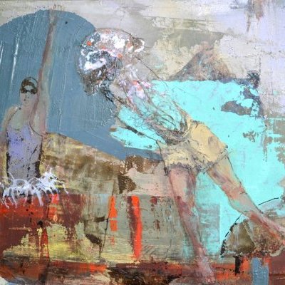 Nageuse en eau trouble 31x26x1cm 2024