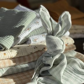 lange lapin vichy vert doumome doudou