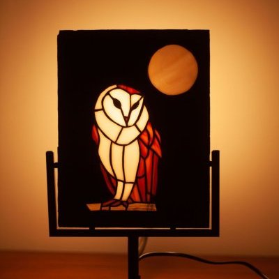 eclipse vitrail chouette lampe