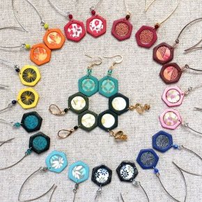 1 boucles d oreilles cuir et papier