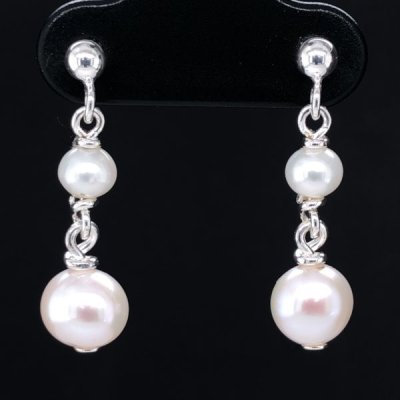 9 BO Clou Classique Perles d eau Argent 925