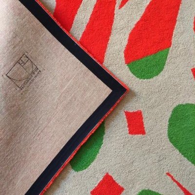 Tapis laine Rectangle dOr au handtufting