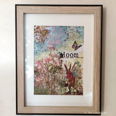 Bloom Tableau floral techniques mixtes collages Cocofolies 2023