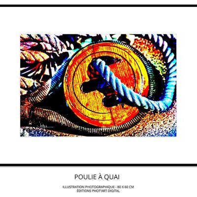 Marine Présentation Tableau illustration Photo 80x60 Jacky a Poulie Recouvrance