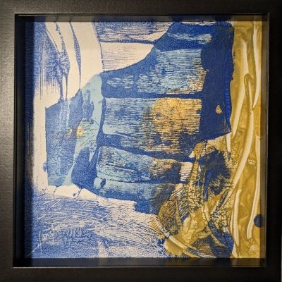 Ouessan Monotype et collage sur bois entoilé 30 x 30 cm