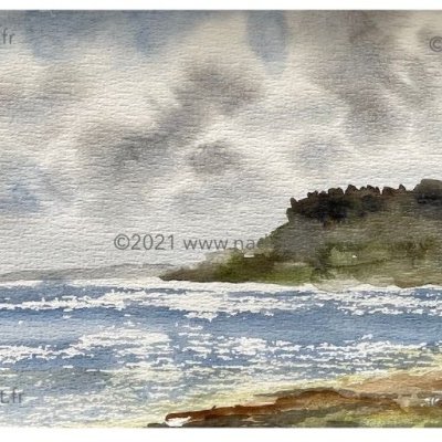 aquarelle paysage bord de mer piriac sur mer par Nadej