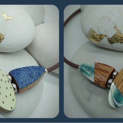 Collier esturgeon julienne bois nacre de burgo