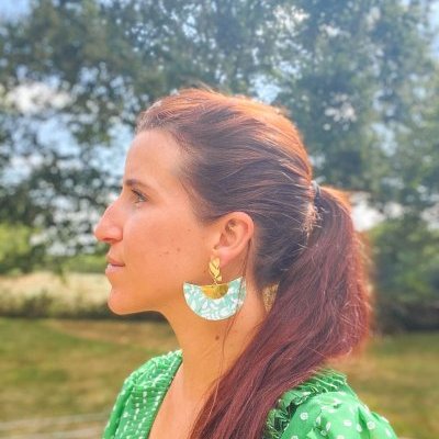 boucles doreilles upcycling recyclage tissus original unique bijou createur (…)