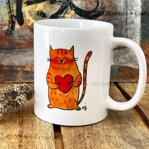 mug chat roux coeur
