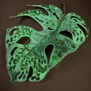 Feuille de Monstera brodée en 3D Broderie d art