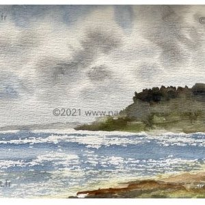aquarelle paysage bord de mer piriac sur mer par Nadej
