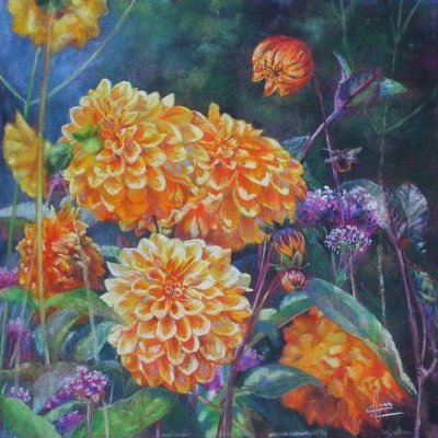 Dahlias oranges de Biddulp RDTh