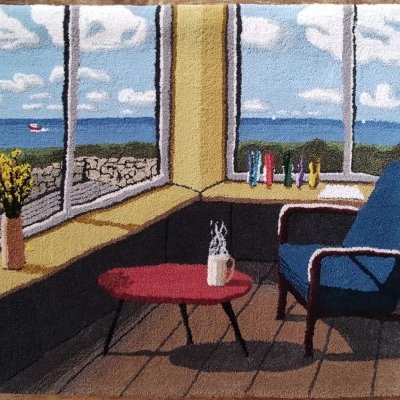 Tapis laine vue mer Cap Sizun au handtufting