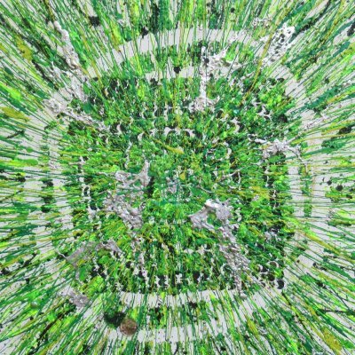 Collapse acrylique et étain sur lin Mai 2023 51 par 62 cm