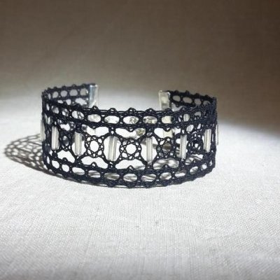 1 bracelet maria noir perles translucides rc