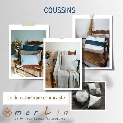 8 coussins en lin