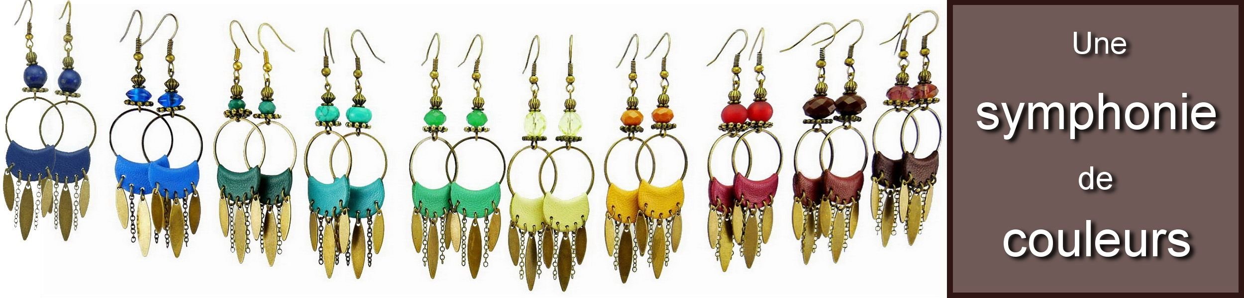 Boucles d oreilles cuir et metal bronze Collection BANJO