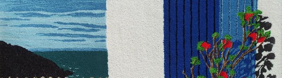 Tapis pure laine Geranium vue mer au handtufting